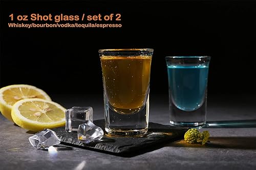 Miniatura 3 de Shot Glasses with Liquor Pourers Gift Set, 2 Heavy Base Ounce Glasses with Bottle Pourers, Christmas/Birthday Gift, Present for