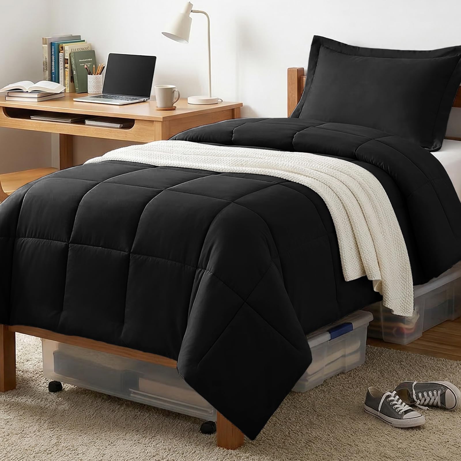 CozyLux Twin/Twin XL Comforter Set Black - kids bedding | Mubboo