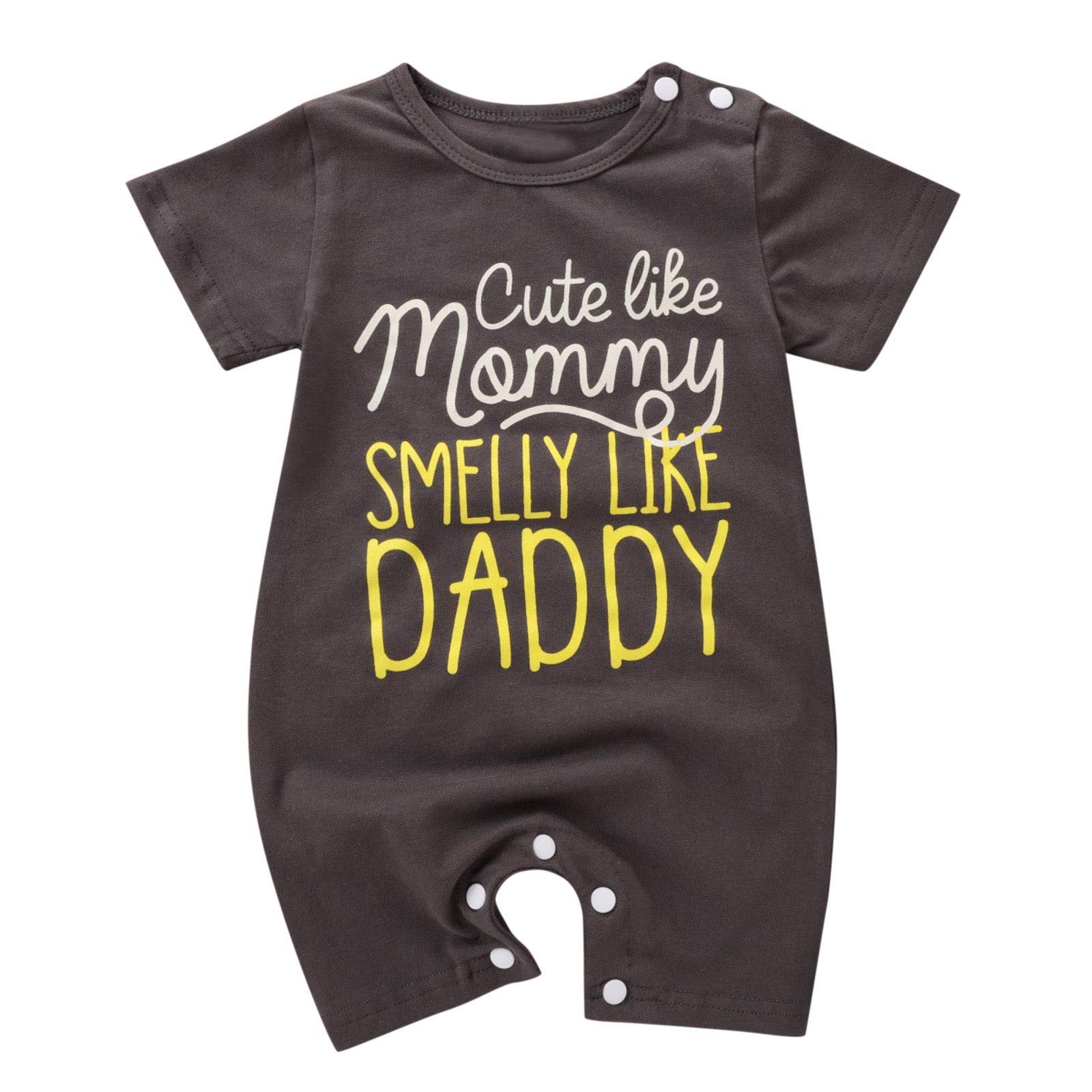 Jumpsuit Baby Short Sleeve Jumper Infant Boys Clothes Girls Romper Letter Girls Romper Jumpsuit Grey 6-9Months