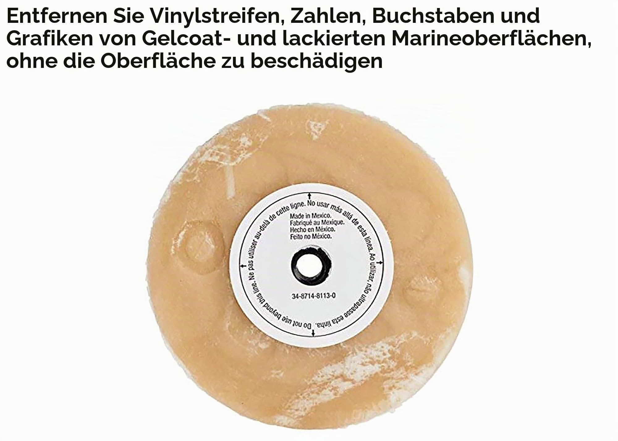 Cubitron 3M Stripe Off Wheel – Klebstoffentferner – Radiergummi – Entfernt Abziehbilder, Streifen, Vinyl, Bänder und Grafiken – 10,2 cm Durchmesser x 5/8 Zoll Dicke – 07499 – 1 Stück