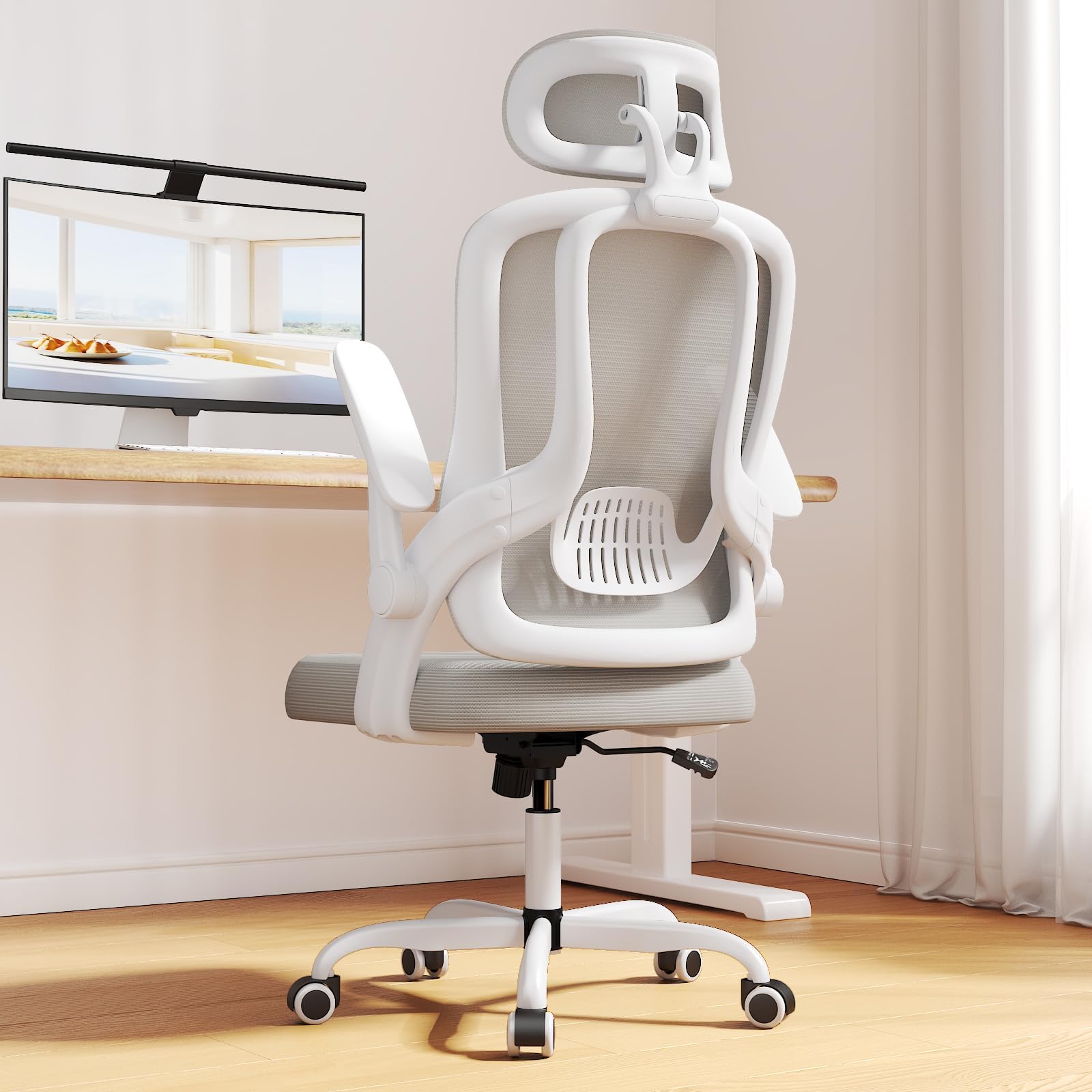 Home Office Chair, High Back Ergonomic Desk Chair with 3D Armrests, Lumbar Support, Mesh Computer Chair with Adjustable Headrest, for Home, Office, Work, Student