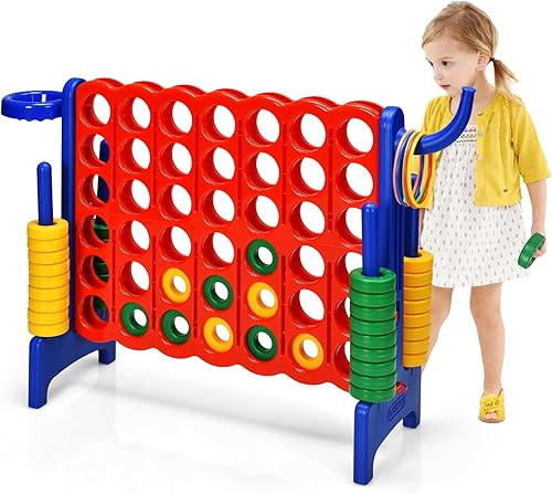 AKUSTIK Juego Giant Connect al aire libre, 4 en una fila Jumbo 4 para marcar para niños y adultos, fiesta familiar, patio, césped, juego de conexión