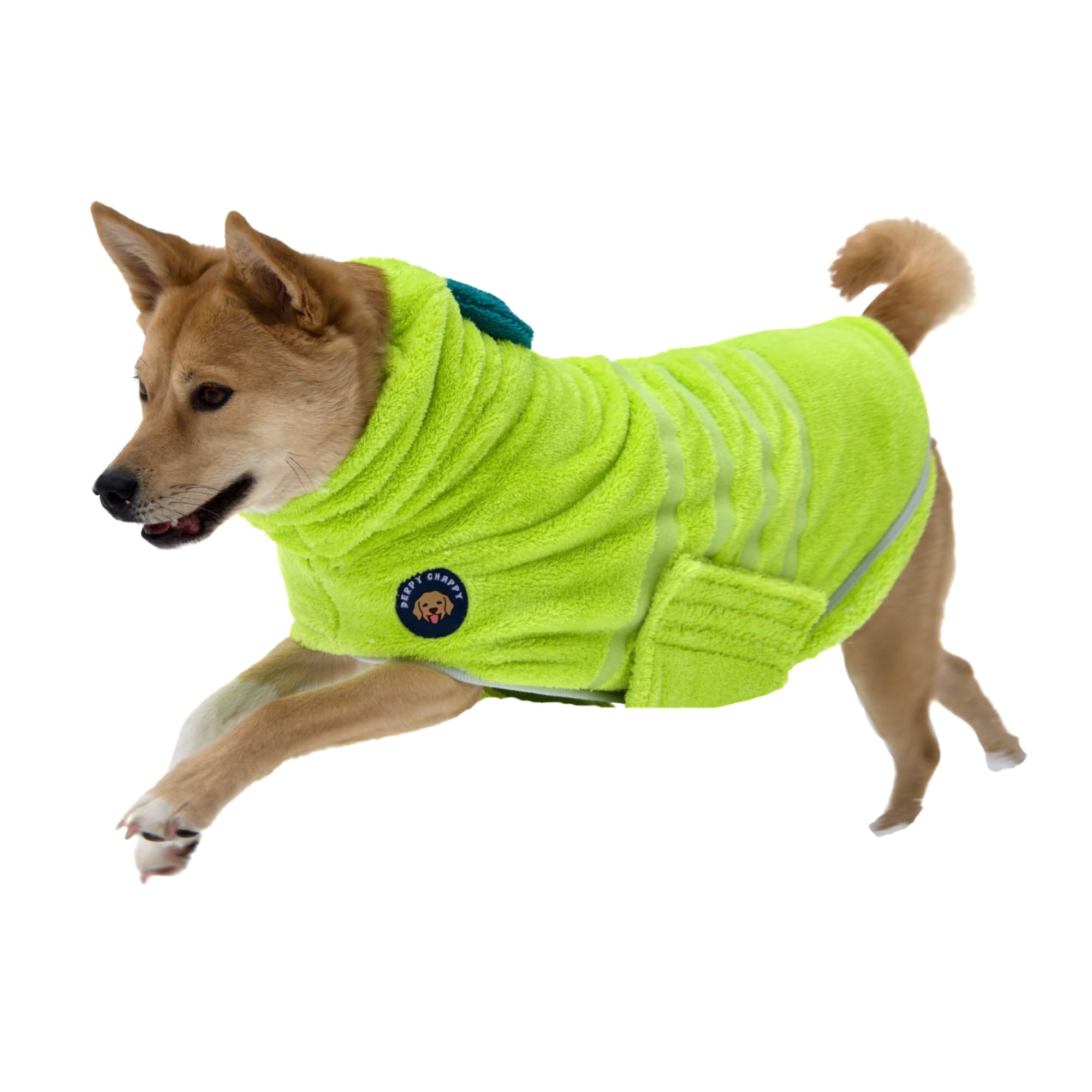 DERPYCHAPPY Premium Dog Towel Robe & Dog Bathrobe for Drying Dogs Made in Korea | Super Absorbent Quick & Adjustable Microfiber Bath Towel for Cats &