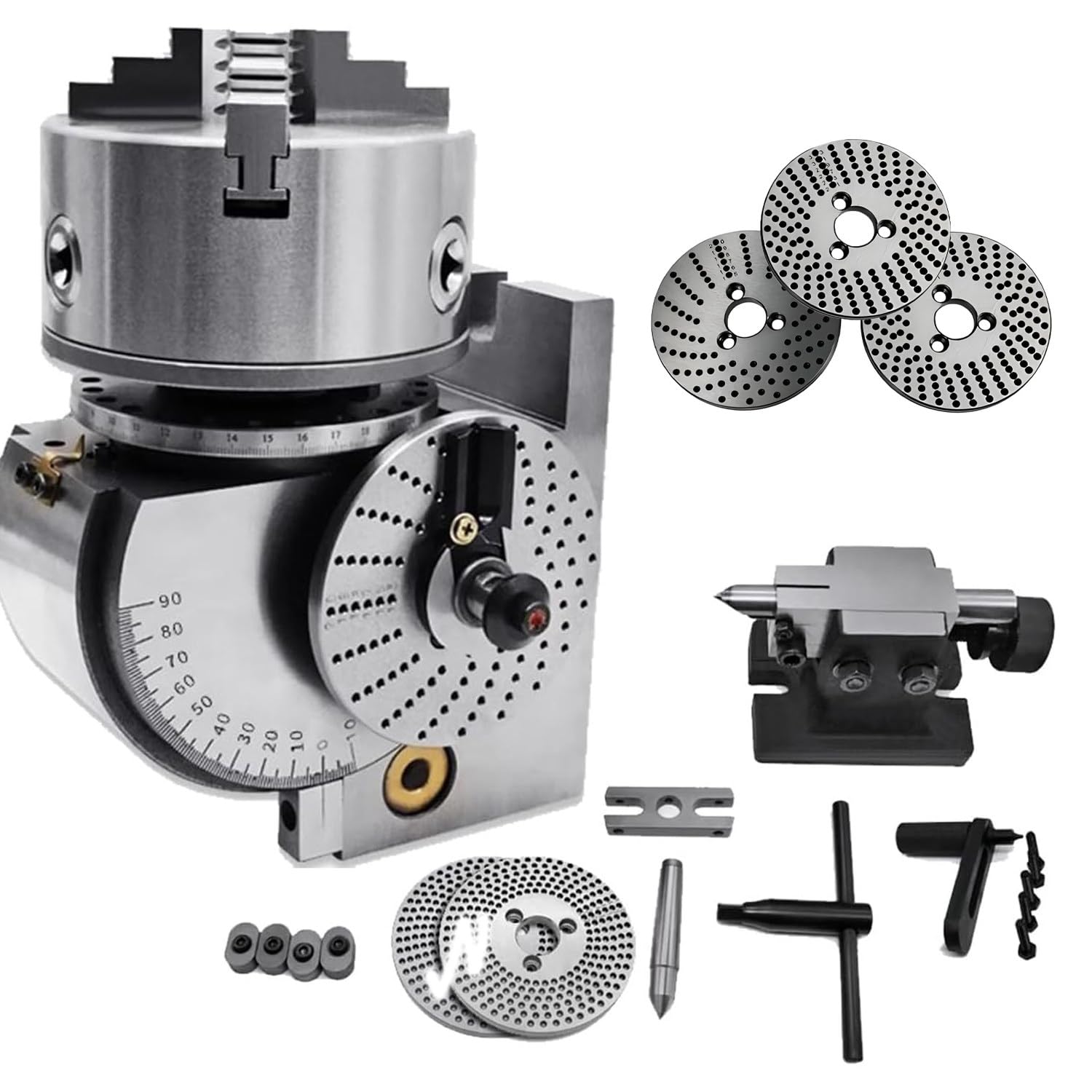 CelyToe Industrial Grade Dividing Head, Stable 1:40 Transmission Indexer with Tailstock, Low Vibration, Ideal for Gear and Spline Machining 6inch