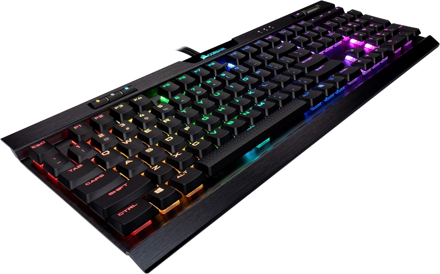 Corsair K70 RGB MK.2 RAPIDFIRE Low Profile - Backlit RGB LED - USB Passthrough & Media Controls - Fastest & Linear Low Profile - Cherry MX Speed (Renewed)