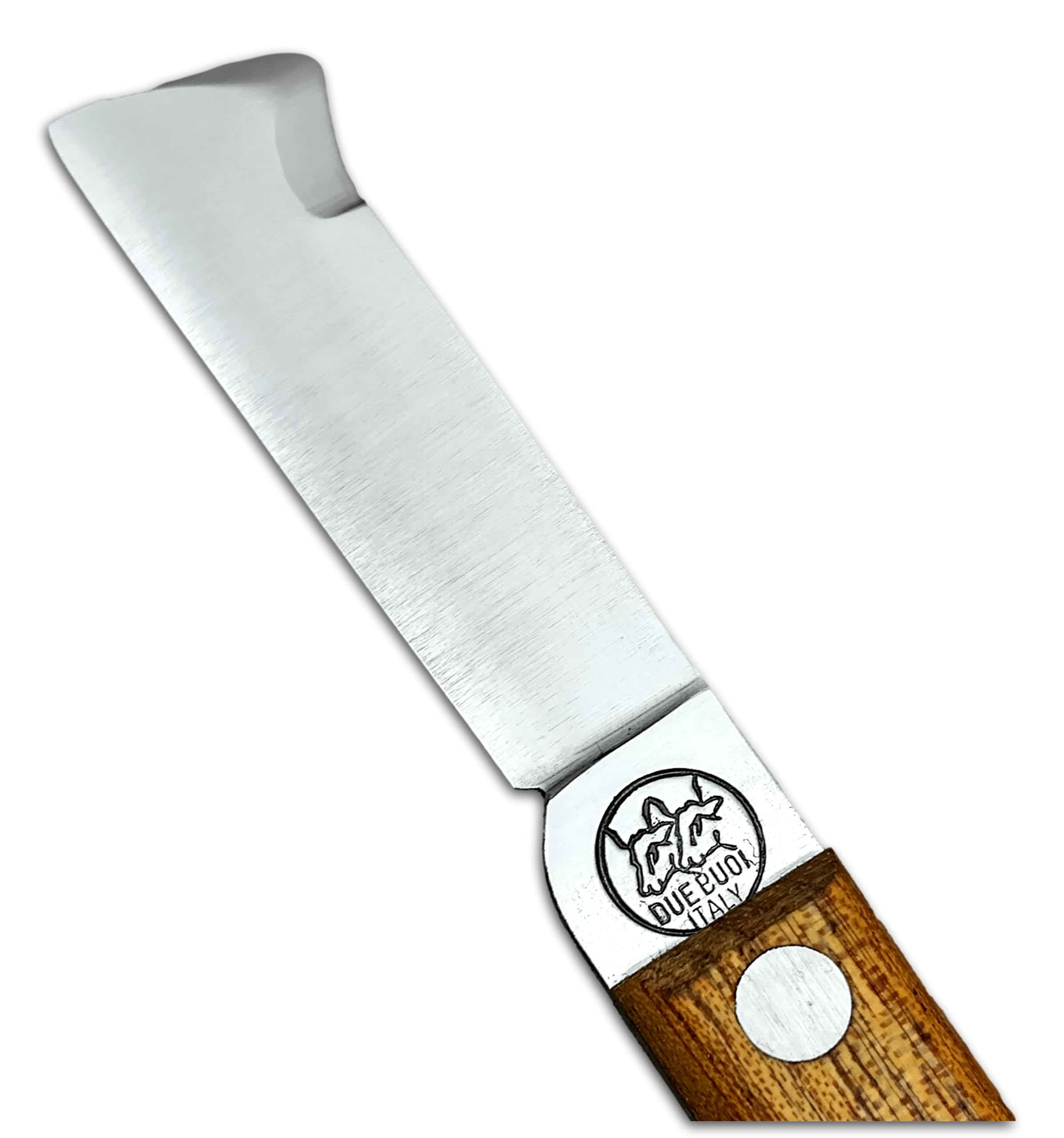 DUE BUOI 202L FX Coltello da Innesto a Lama Fissa Professionale Alberi da Frutto e Giardinaggio Acciaio Carbonio Böhler K720 Manico in Legno