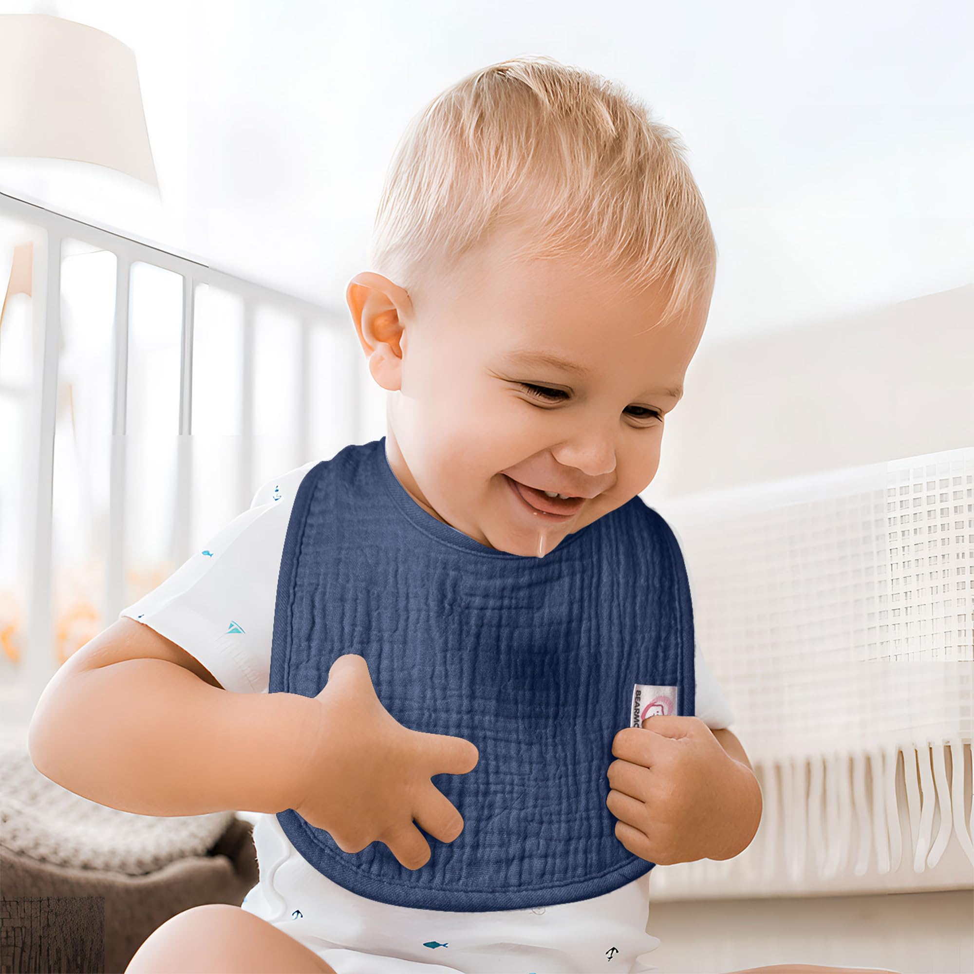 bearmoss Bavaglino Neonato, 100% Cotone, Bavaglino Quadrato per Bambini, Bavaglini Regolabili, Morbidi Bavaglini per Bambini e Bambine, 8 Pezzi