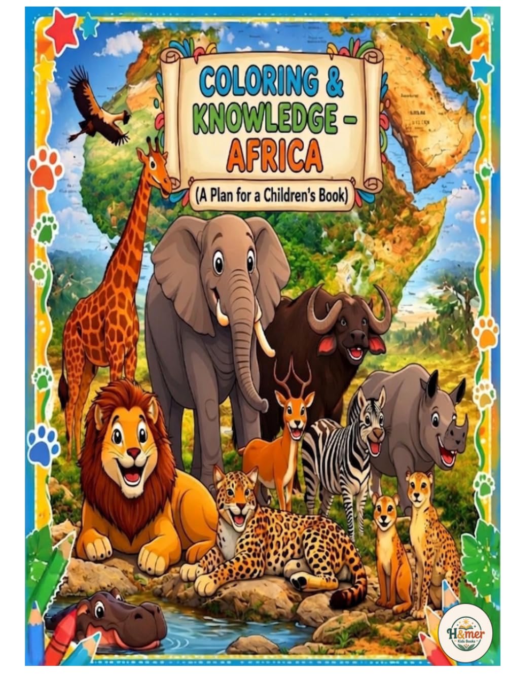 Africa Coloring Book for Kids: Animals, Maps, and Fun Facts: A Fun and Educational Coloring Book with African Animals, Landmarks, and Simple Facts for Kids Ages 4–10