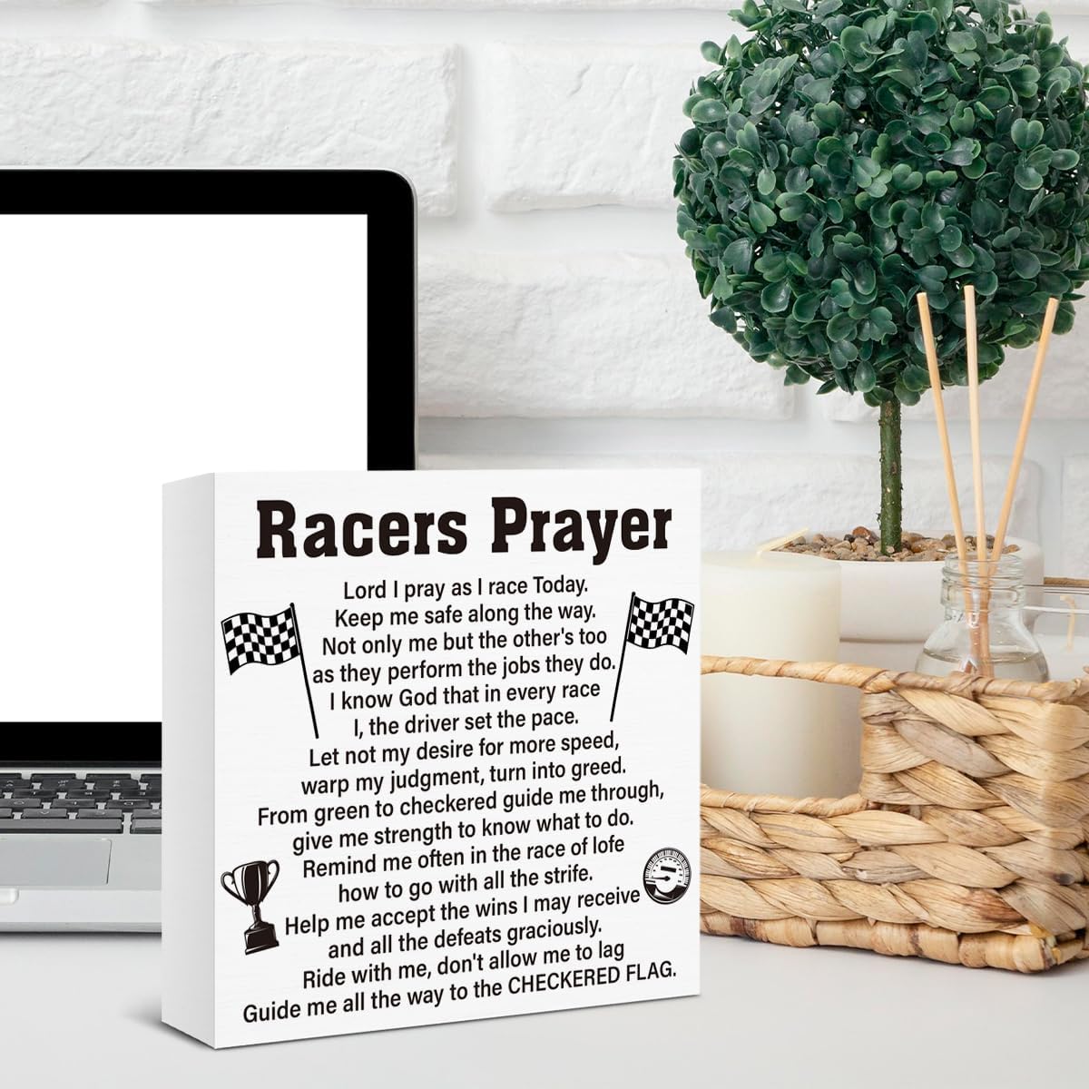 Racer Lover Gifts Christian Racing Decor Racers Prayer Wooden Box Sign image 3