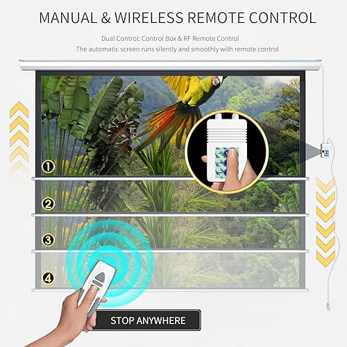 Vista 38 de Aoxun Pantalla de proyector motorizada de 100 pulgadas, pantalla de películas para interiores y exteriores, pantalla de proyector eléctrica 16:9