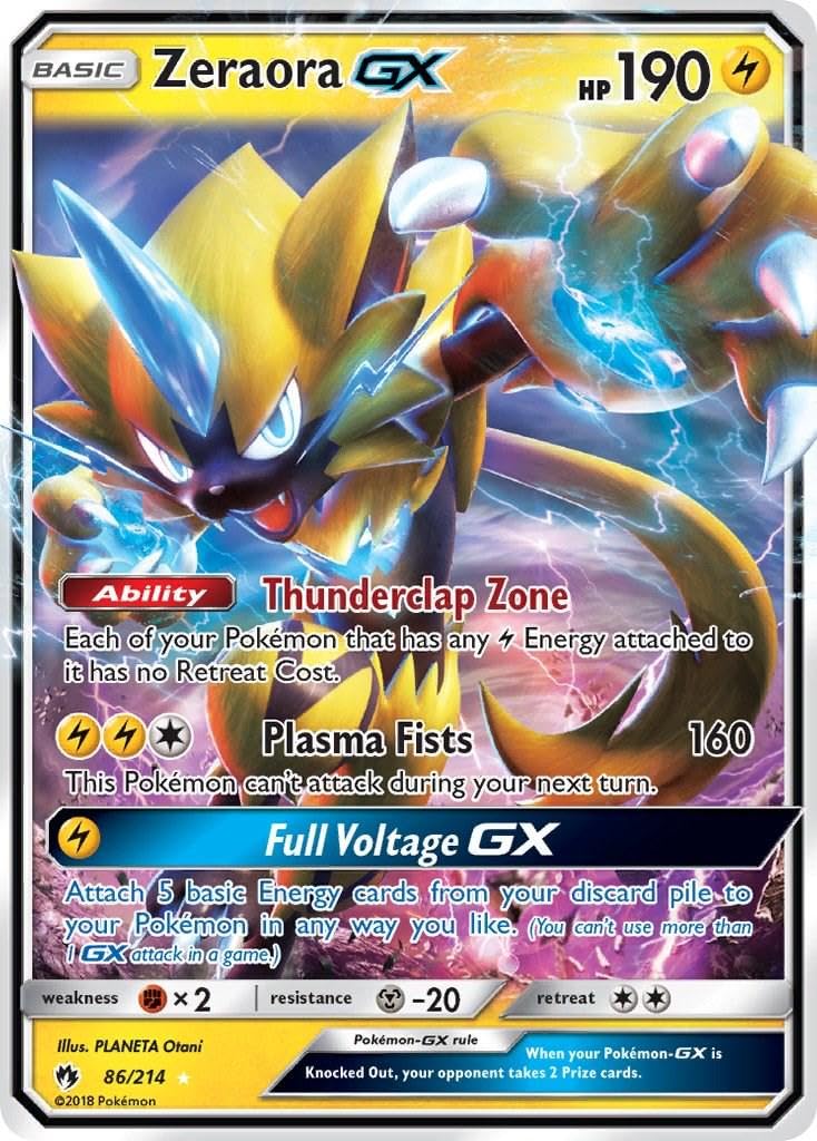 Amazon.com: Pokemon - Zeraora GX 86/214 – Lost Thunder – Ultra