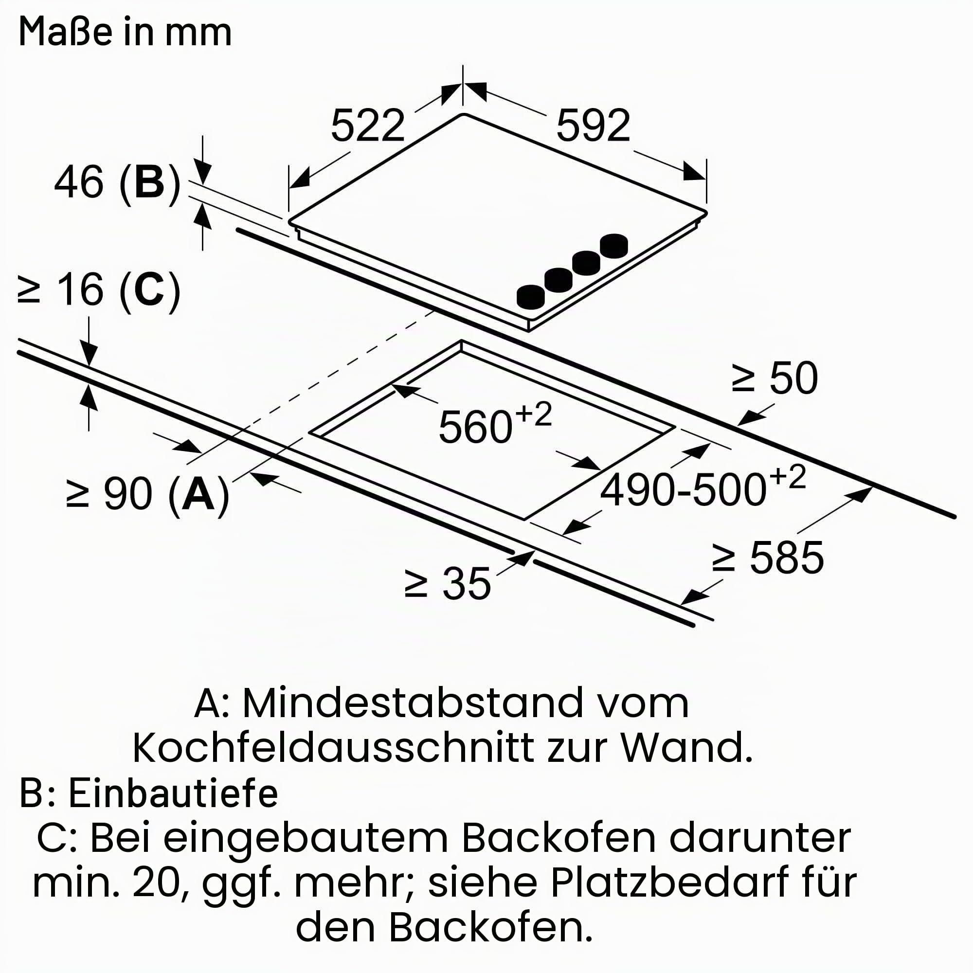 Bosch Home & Kitchen Appliances Bosch PKE611CA3E Elektro-Kochfeld, 60 cm, schwarz, eingebaut, Serie 2 | 9 Leistungsstufen, seitliche Steuerung, rahmenlos