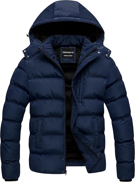 CREATMO US Men's Puffer Jacket Waterproof Winter Parka jacket Warm Thicken Ski Coat