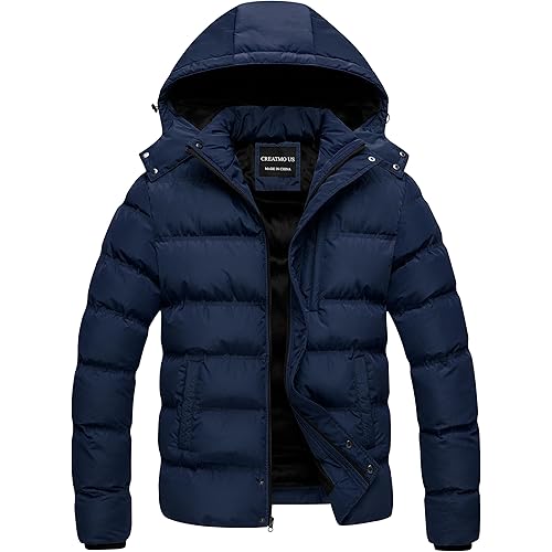CREATMO US Men's Puffer Jacket Waterproof Winter Parka jacket Warm Thicken Ski Coat