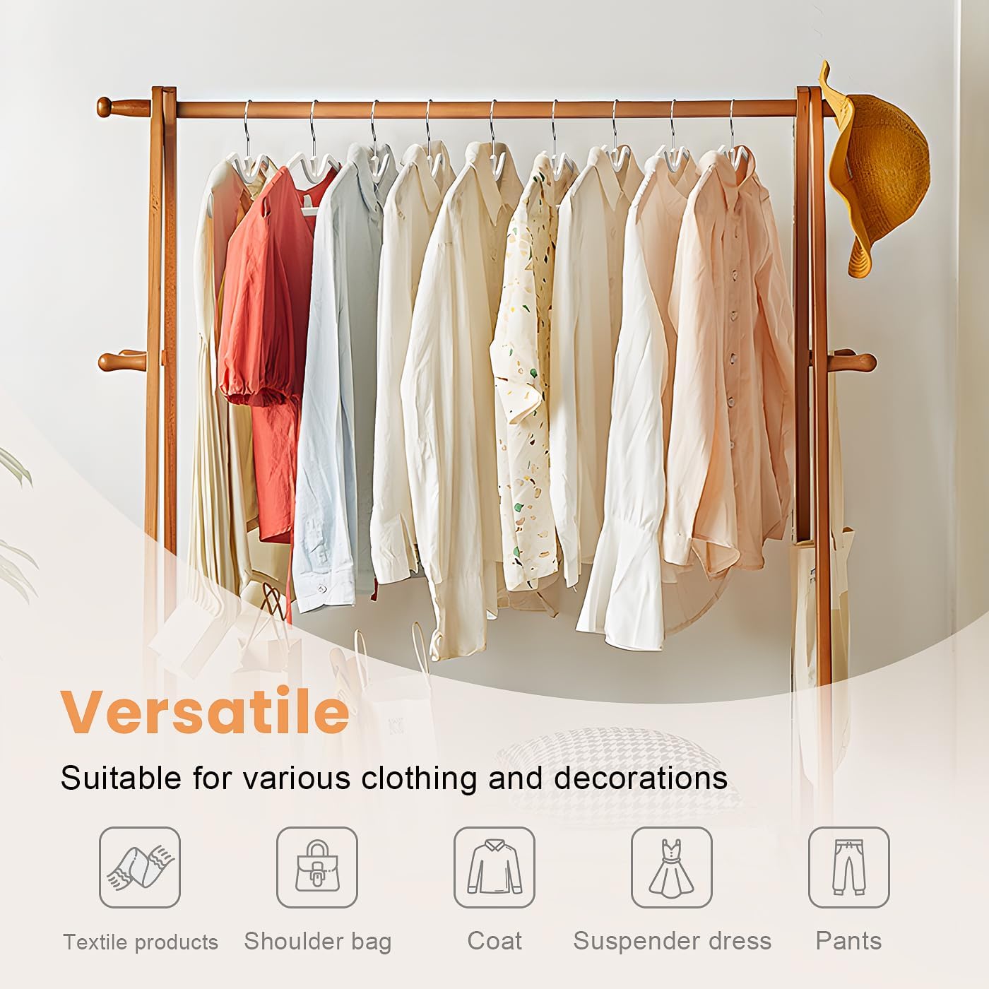 20 Pack Upgraded Short Neck Vertical Space Saver Hangers, 360 Degree Swivel Hooks, Non-Slip Hangers, Liquid Silicone, Smooth as Skin (Not Velvet) - Cream