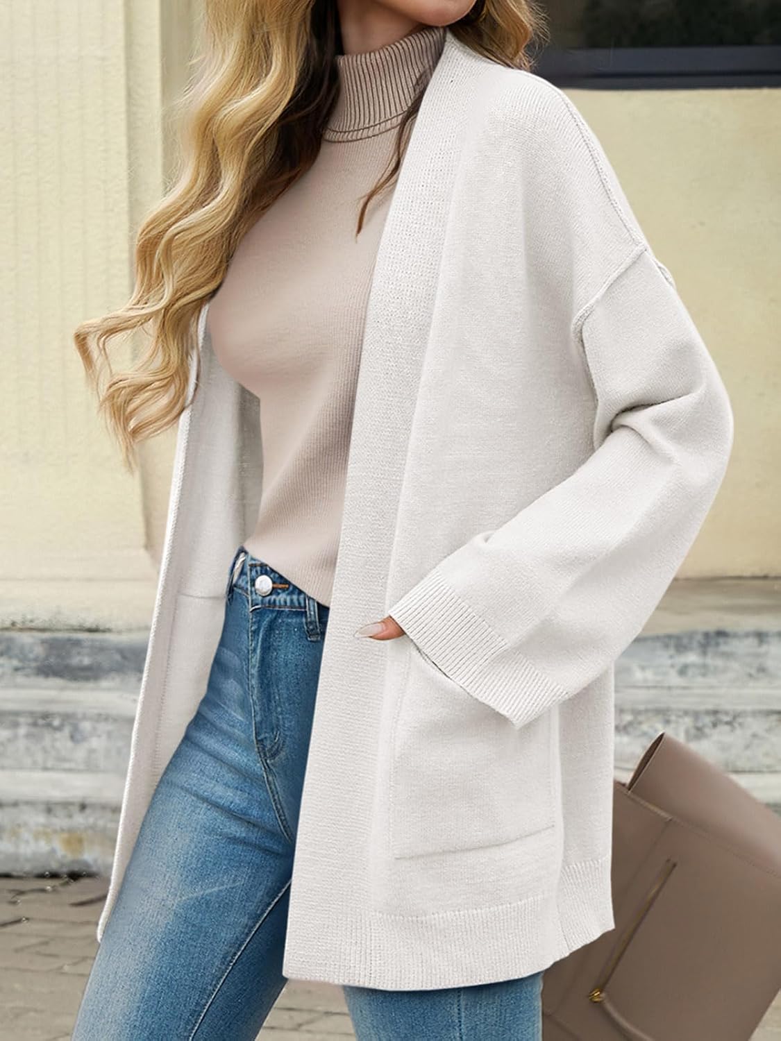 Cicy Bell Womens Oversized Cardigans Long Sleeve Open Front Shawl Sweaters Knit Fall Outerwear with Pockets
