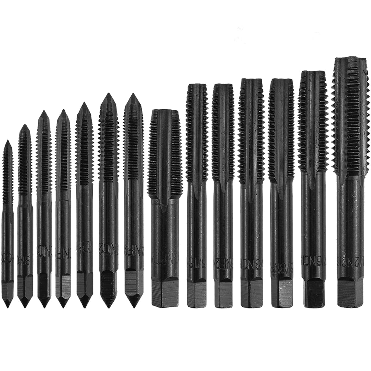Wolfride 14Pcs Nitriding Coated Straight Flute Tap Set American Thread Taps, Machine Screw Tap and Drill Tapping Threading Tool 6-32NC -1/2-13NC