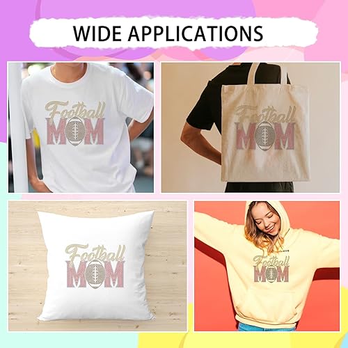 Miniatura 5 de MAYJOYDIY Calcomanía de transferencia de termoadhesivos con diamantes de imitación para mamá de fútbol, parches de 10.2 x 7.6 pulgadas, adornos de