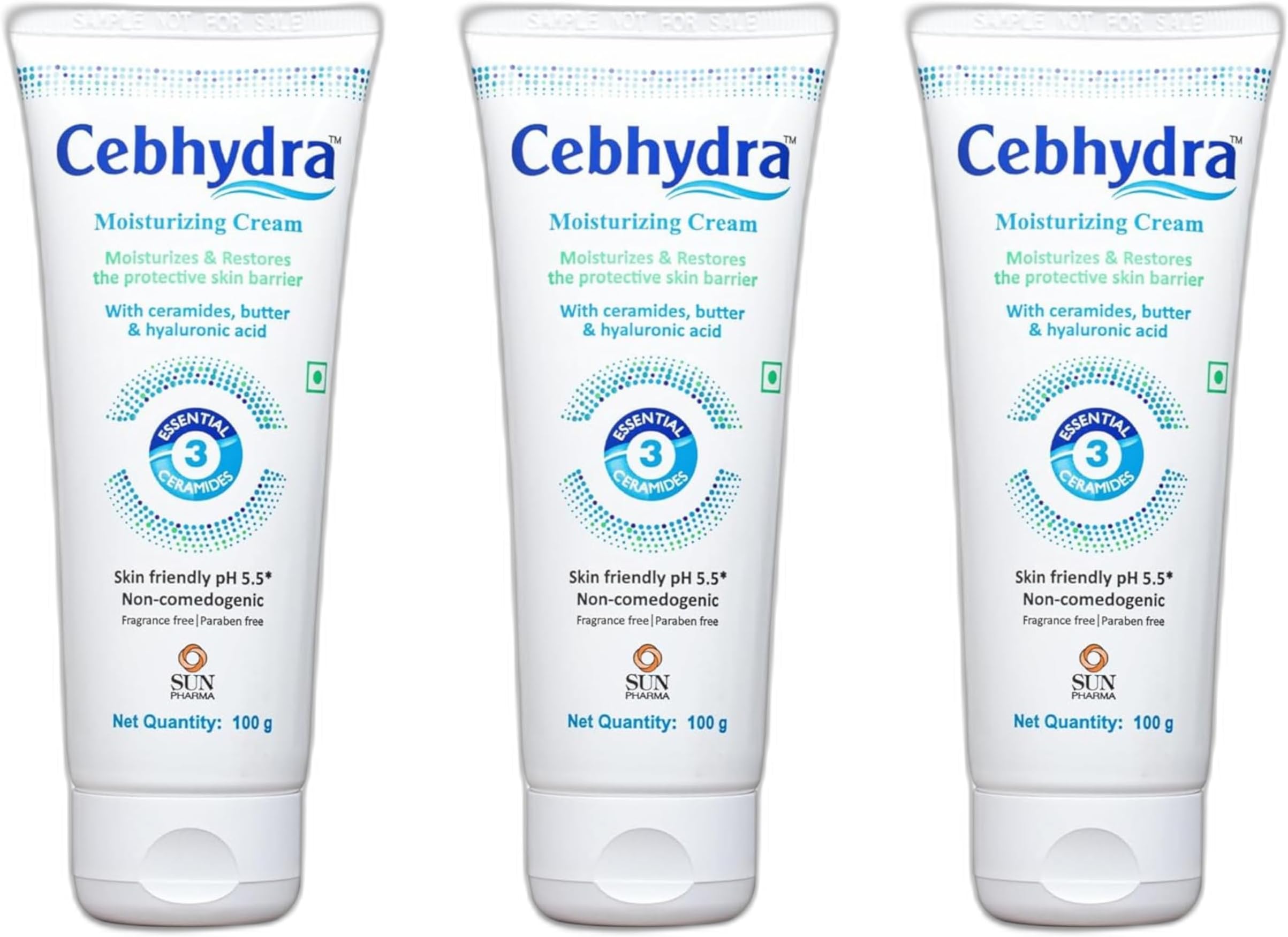 Cebhydra Moisturizer Cream|With Ceramides Butter & Hyaluronic Acid fragrance free|For Everyday Use for all Type of skin For Men & Women,100g x 3