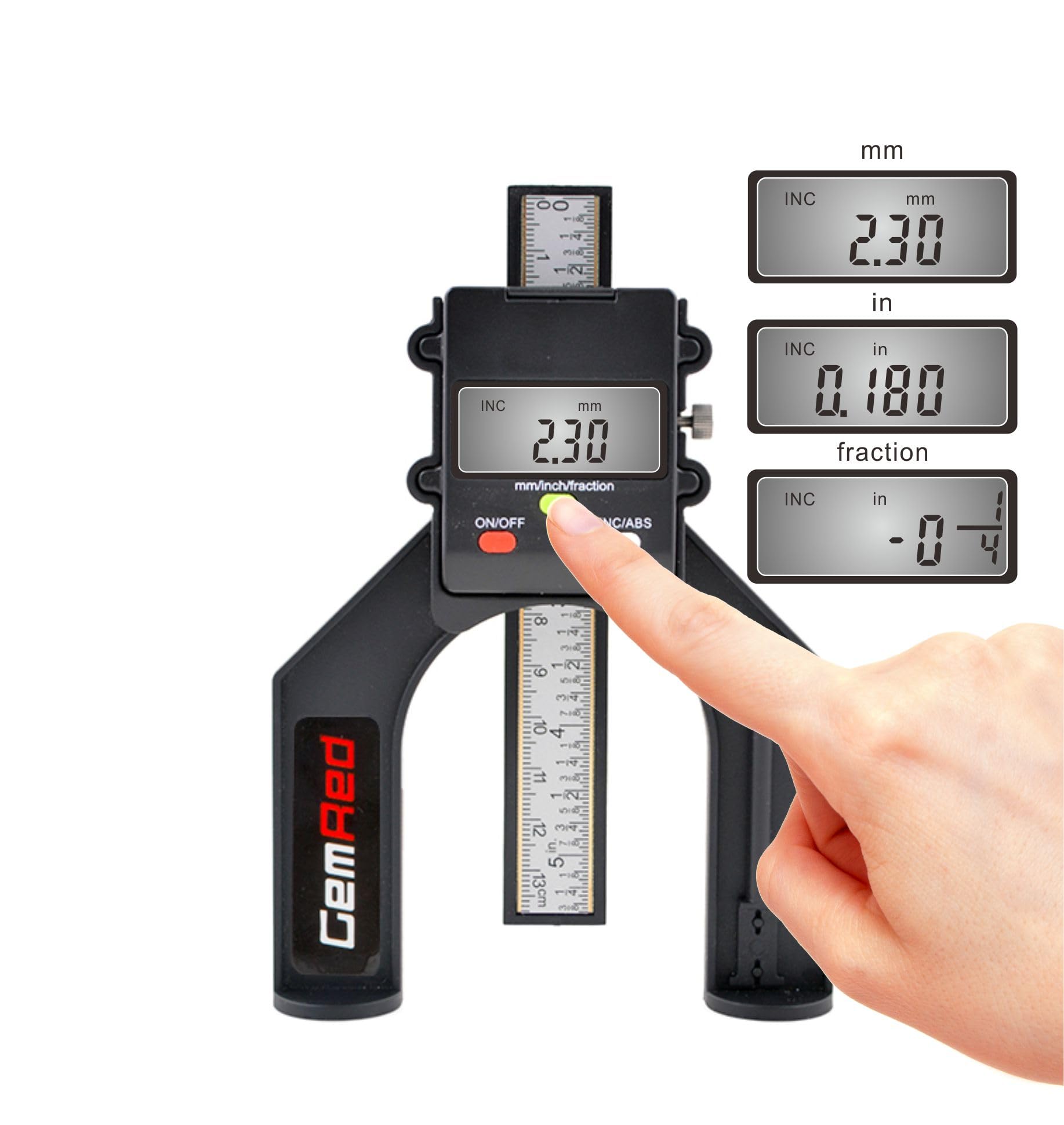 GemRed Medidor de profundidad digital altímetro precisión 0-80 mm pies magnéticos para mesa de fresado carpintería