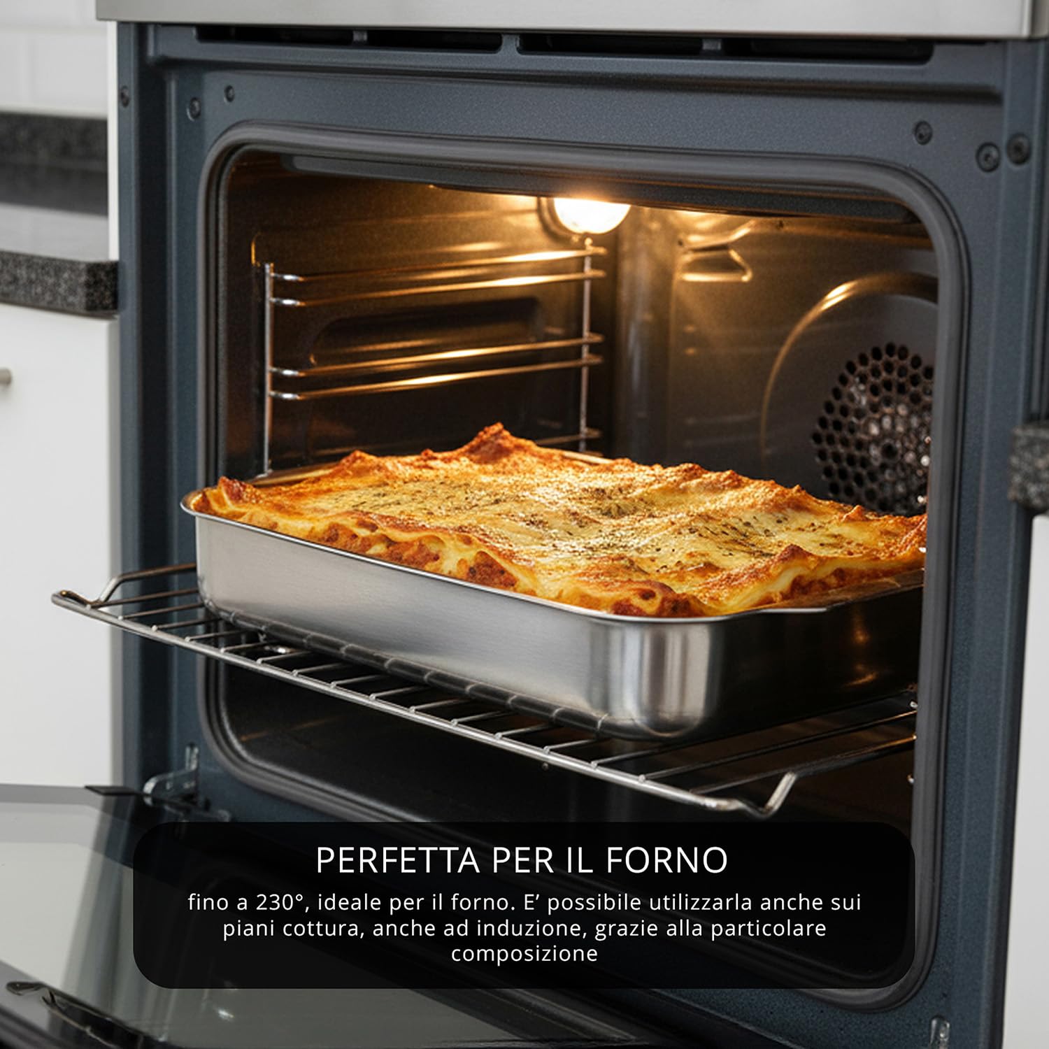 KASANOVA Teglia 30x16x6 cm per forno e piano cottura Tri - Ply