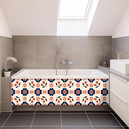 Miniatura 3 de Azulejos autoadhesivos de vinilo autoadhesivos de 12 x 12 pulgadas con patrón floral retro para cocina, baño, dormitorio, sala de estar, decoración