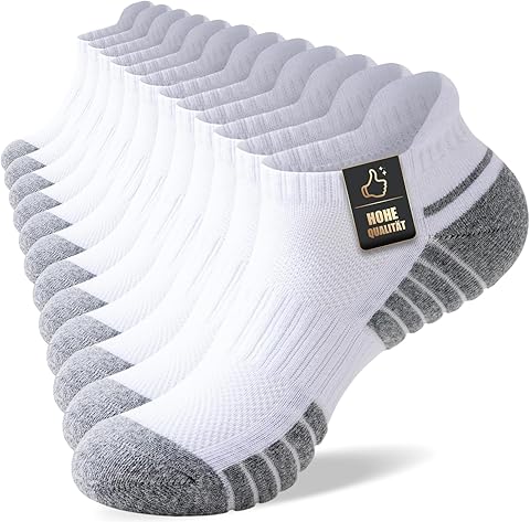 Calcetines Tobilleros Hombre, Calcetines Deporte Mujer 6 Pares Calcetines Tobillero Algodon Respirable Atléticos Acolchado Antideslizante Calcetine Cortos para Correr Ciclismo Negro Blanco
