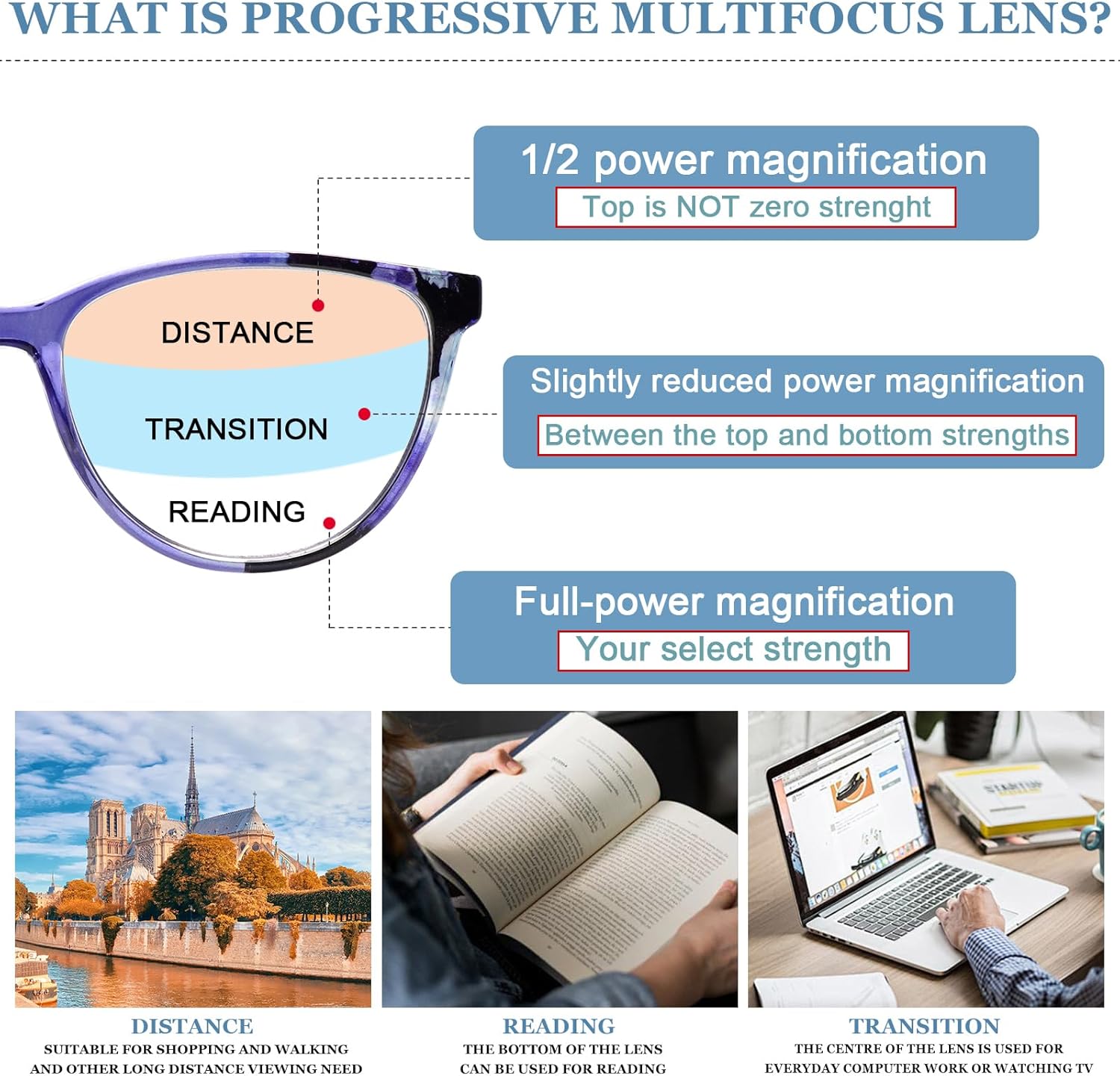 Photochromic progressive Multifocus Reading Glasses for Women UV400 Sunglasses Anti Blue Light Multifocus Readers - Image 3