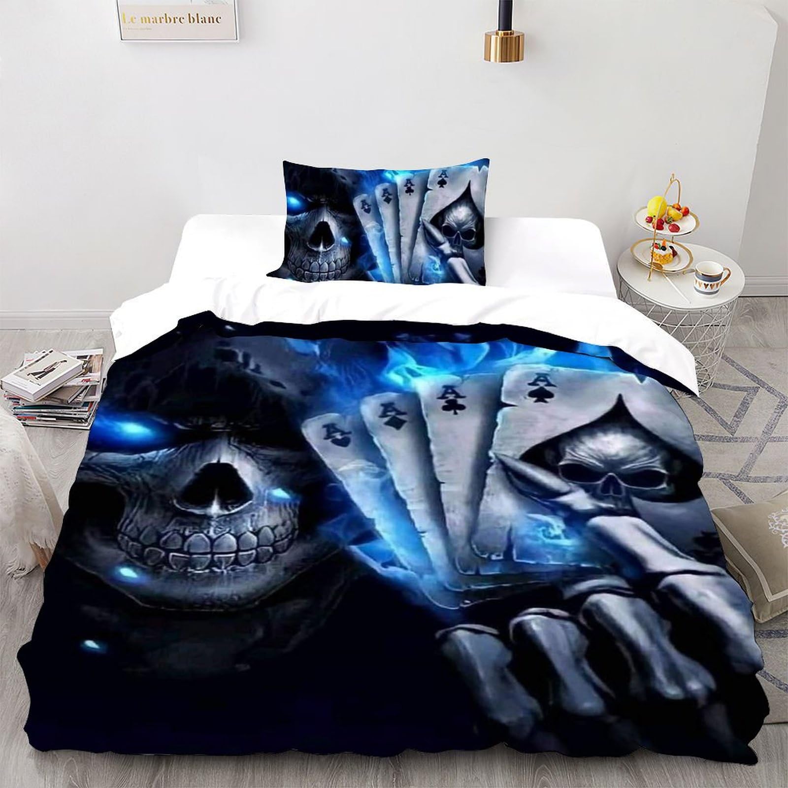 Ensemble de literie crâne violet housse de couette microfire 1 place