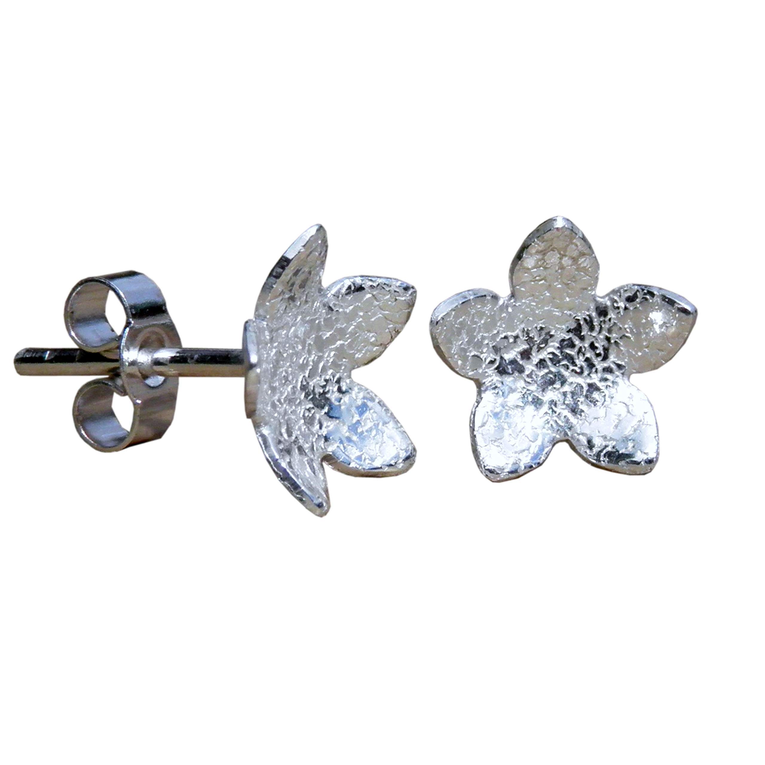 Silver Stud Earrings Handmade Patterned 925 Sterling Petals - Gift Boxed and Bag - Lesley H Phillips