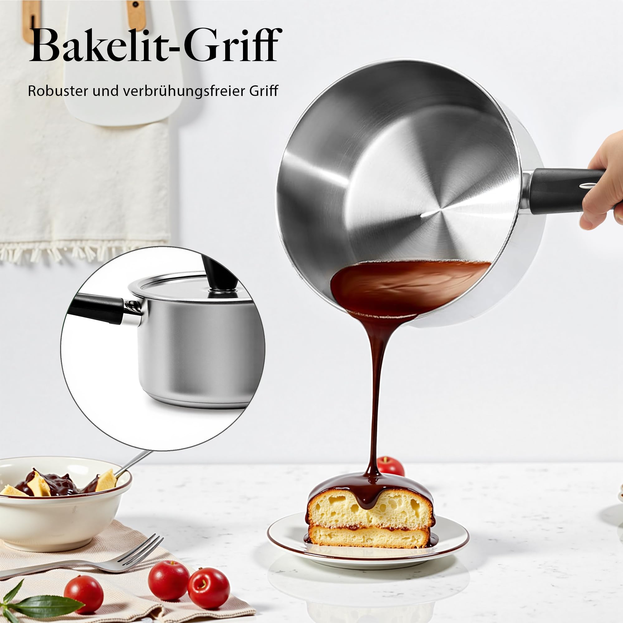 6-Teilig Topfset Pfannenset aus Edelstahl Induktions Töpfe Set Kochtopf Set mit Deckel vielseitig Topf und Pfannenset für Alle Herdarten spülmaschinenfest unbeschichtet Kochtopfset für gesundes Kochen