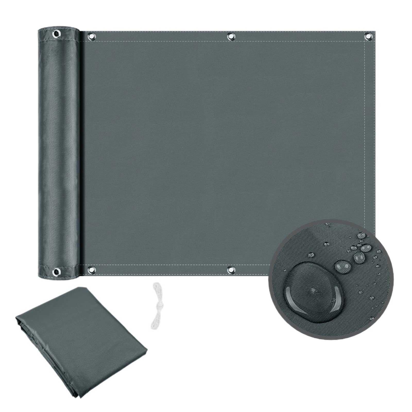 Lovssu Dark Grey Garden Privacy Screen Balcony Privacy Screen Cover Fence Patio Waterproof Shade Cloth 95% Protection Shield Deck Sail Garden Porch Pool Decor(,90X500cm)