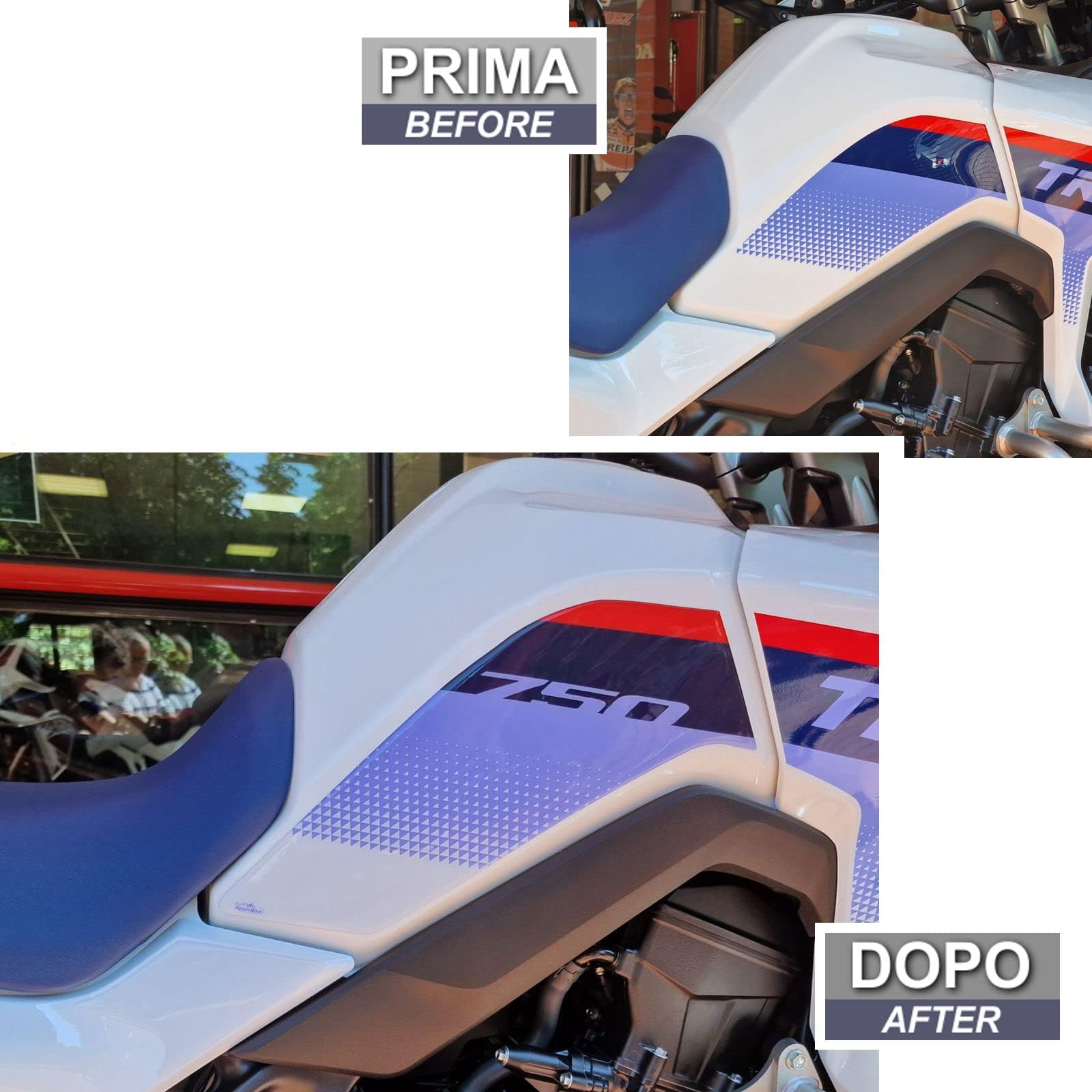 Resin Bike Autocollant Moto compatibles avec Honda Transalp XL 750 2023-2024. Protections Latérales de Genoux Réservoir de Moto Contre Les Chocs et Les Rayures. Paire d'autocollants 3D en Résine