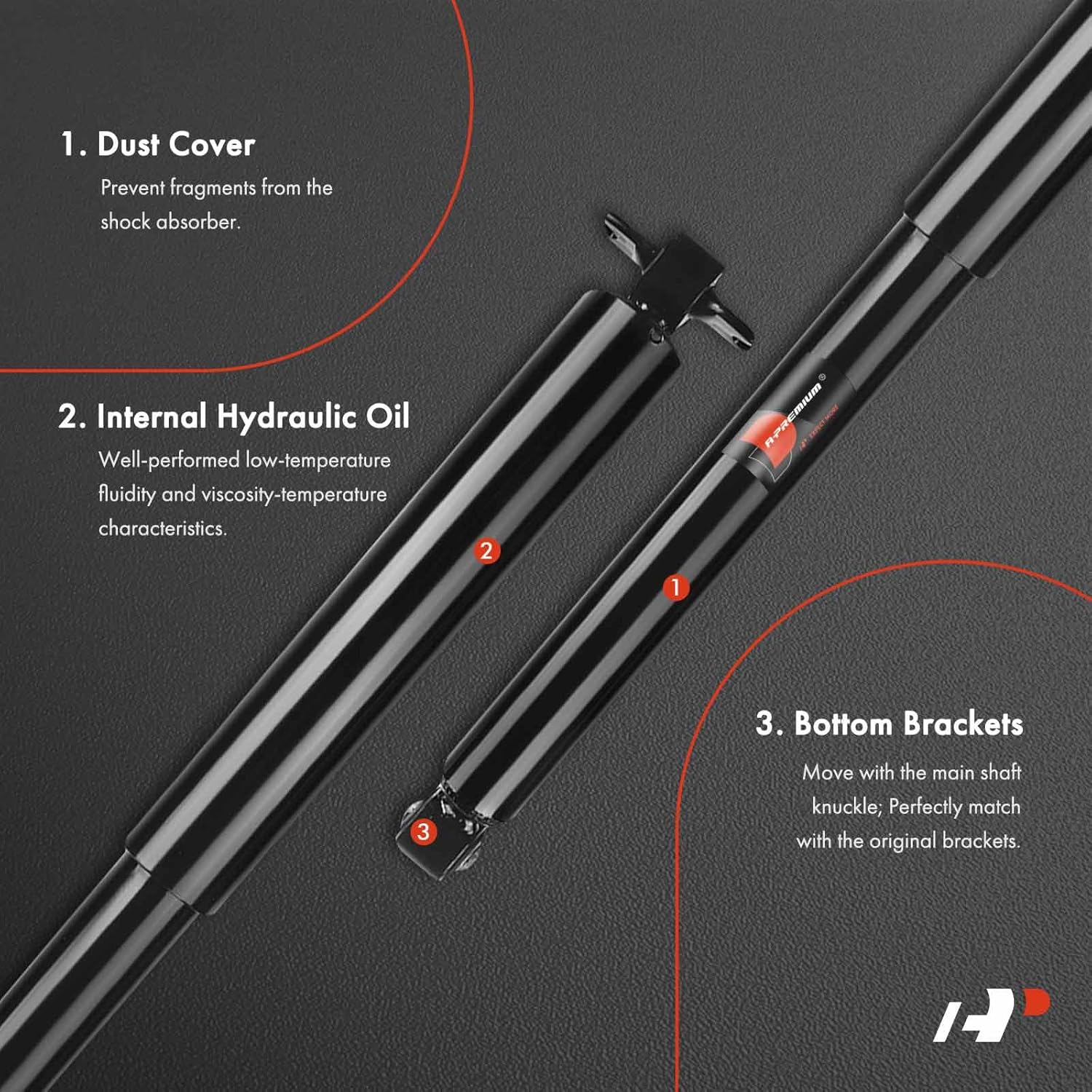 A-Premium Rear Pair (2) Shock Absorber Strut Assembly Compatible with Dodge Dakota 1987 1988 1989 1990 1991 1992 1993 1994 1995 1996, 4WD (4 Wheel Drive), Driver and Passenger Side