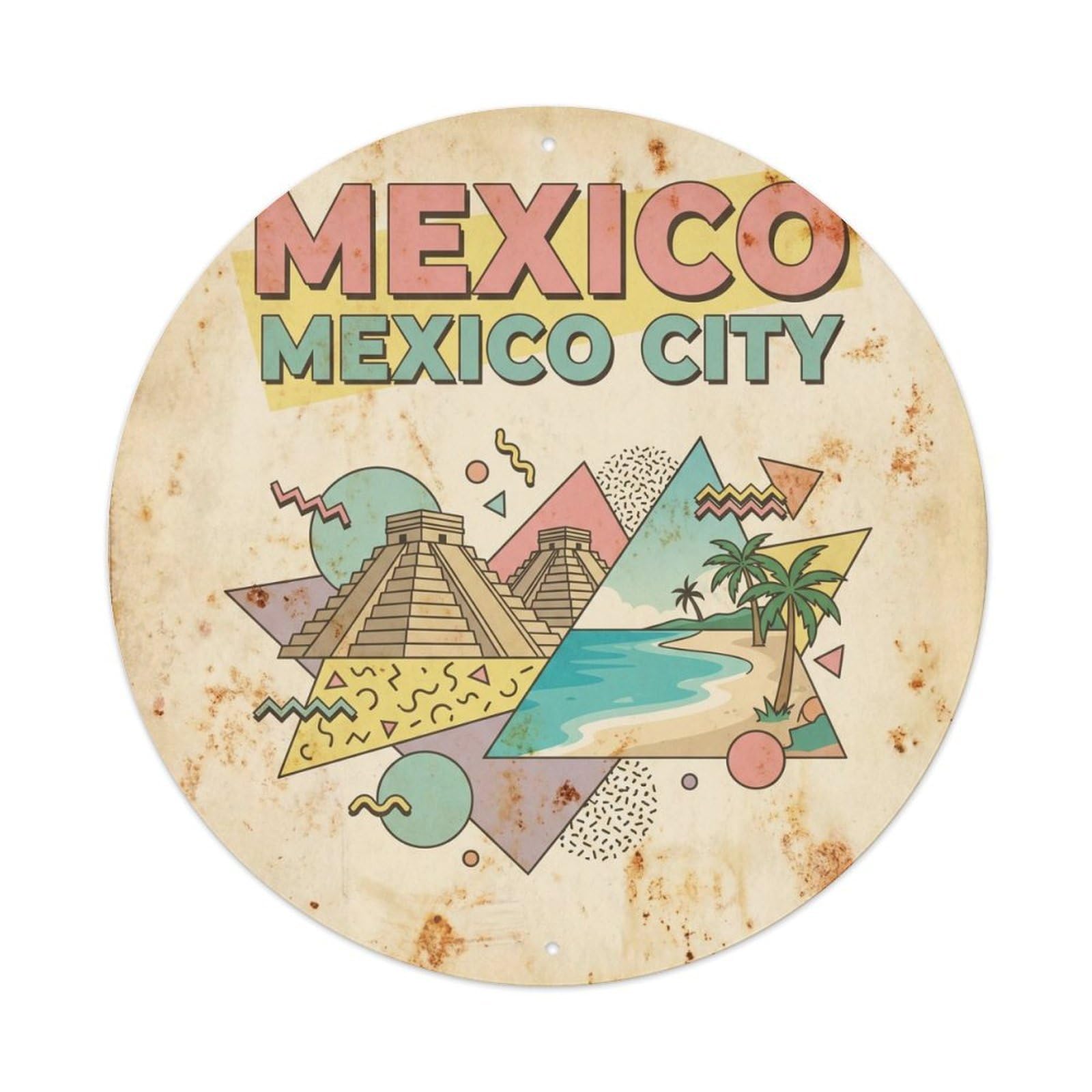 Mexico City Latin America Bold Geometry Travel Metal Tin Sign