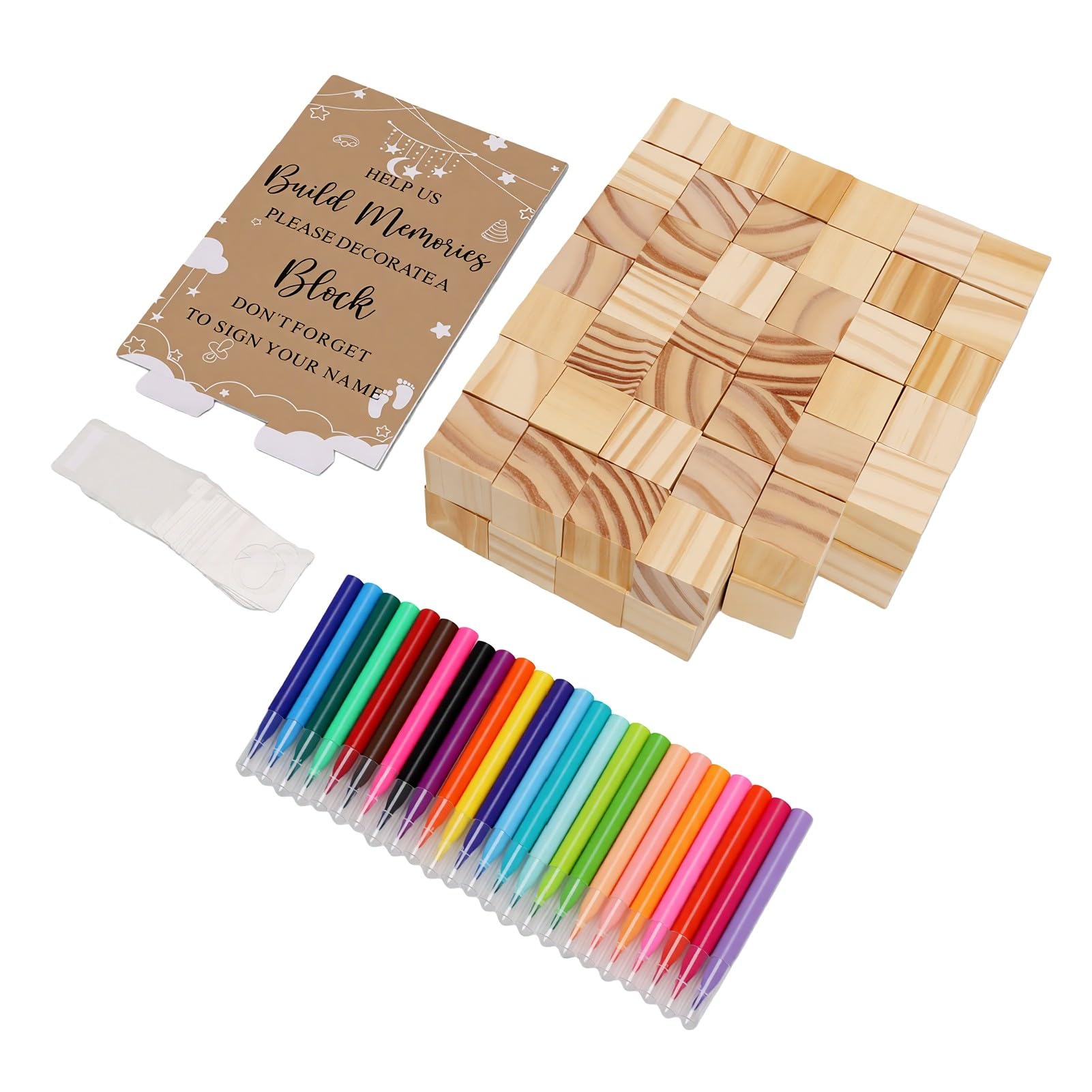 Generic 147 Sztuk DIY Drewniany Zestaw Gier na Baby Shower Party Kreatywna Dekoracja Zabawa dla Dzieci i Rodziców Solidne Materiały