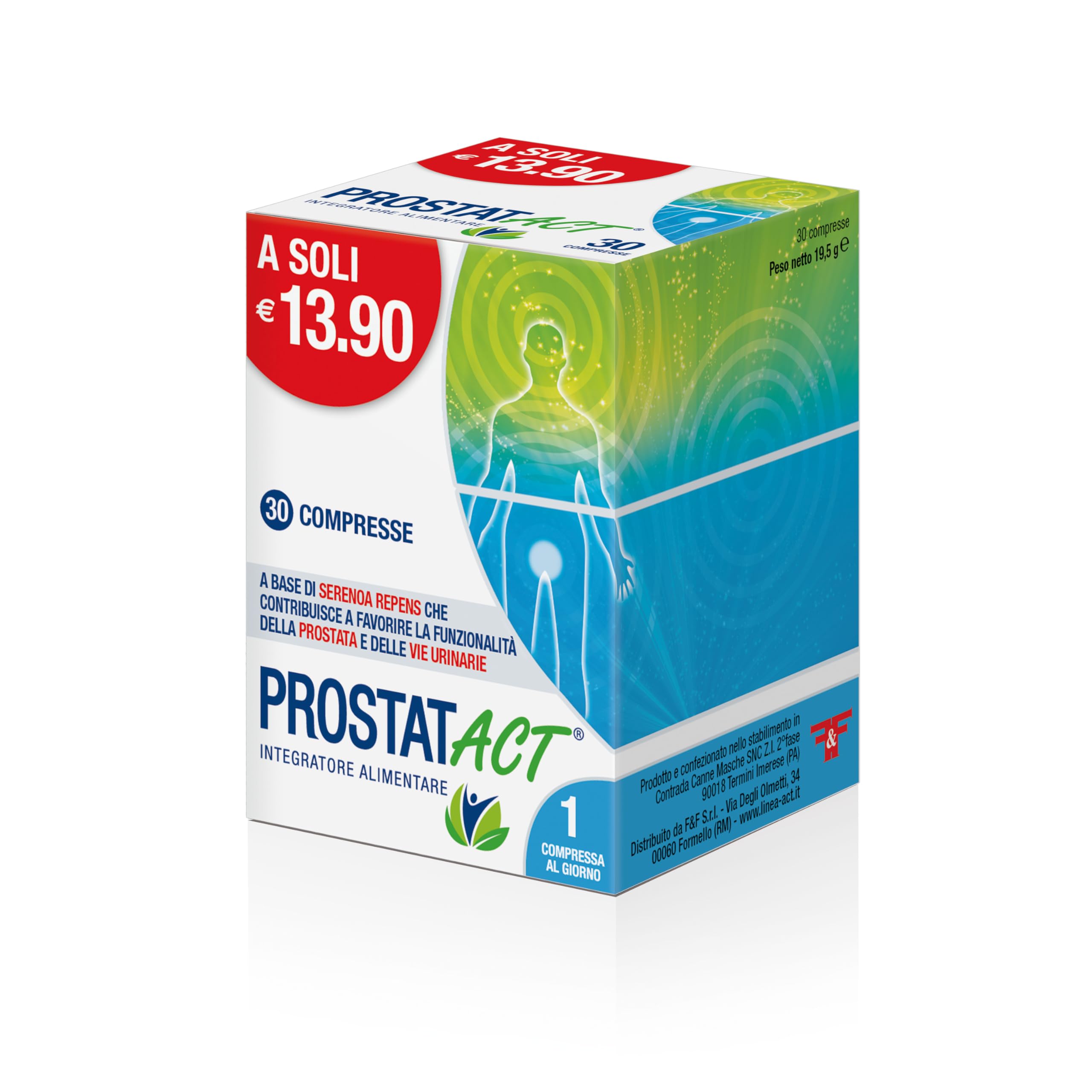 Prostat Act, Integratore Alimentare che Contribuisce a Favorire la Funzionalità della Prostata e delle Vie Urinarie, a Base di Serenoa Repens, 1 Confezione da 30 Compresse