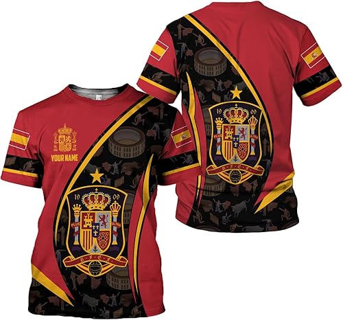 Camisa personalizada de España, camiseta de recuerdo de España con bandera española, camisas de España, camiseta de bandera española, camiseta de