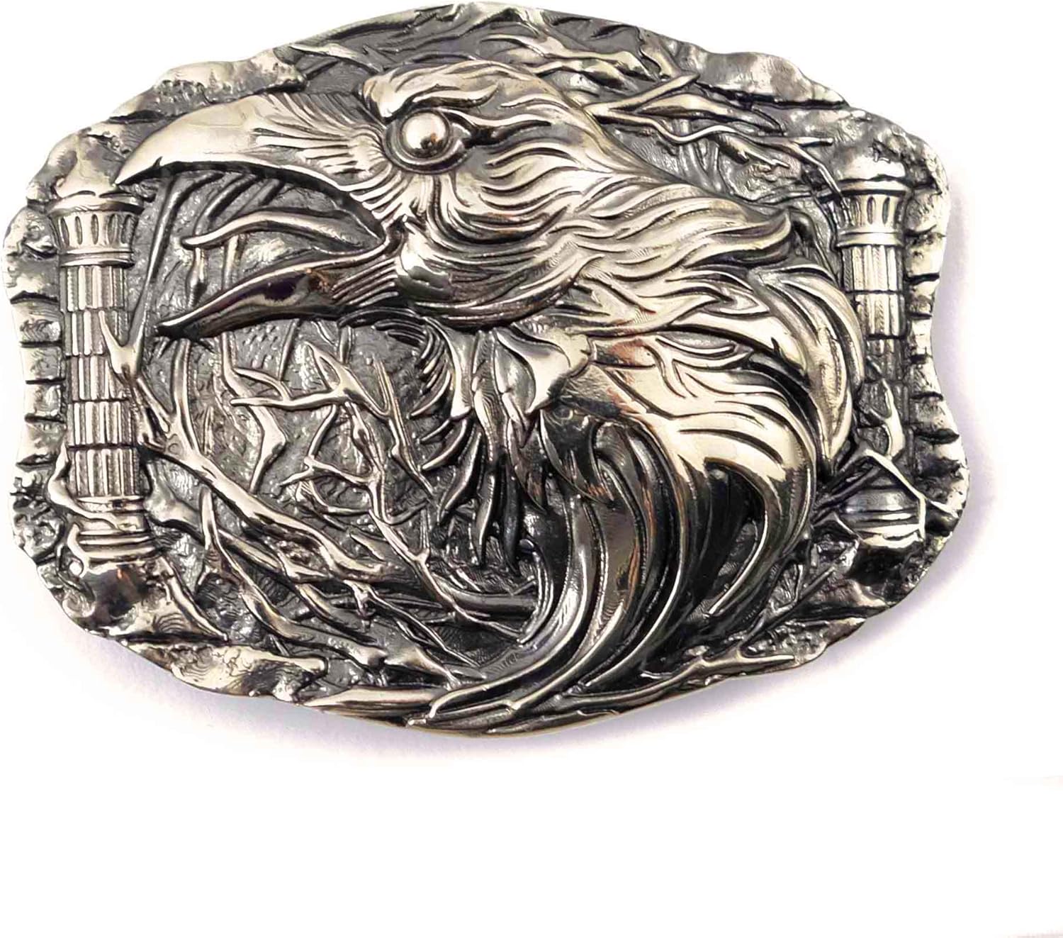 Belt buckle Odin's Raven, Handmade Viking Huggin And Munnin ravens solid German silver belt buckle