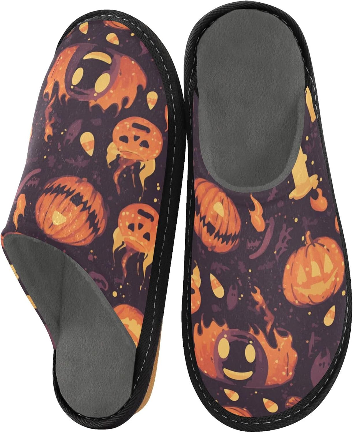 Women's Slippers Women Indoor Sleepers Womens House Woman'S For Woman Pumpkins with Fires image 4