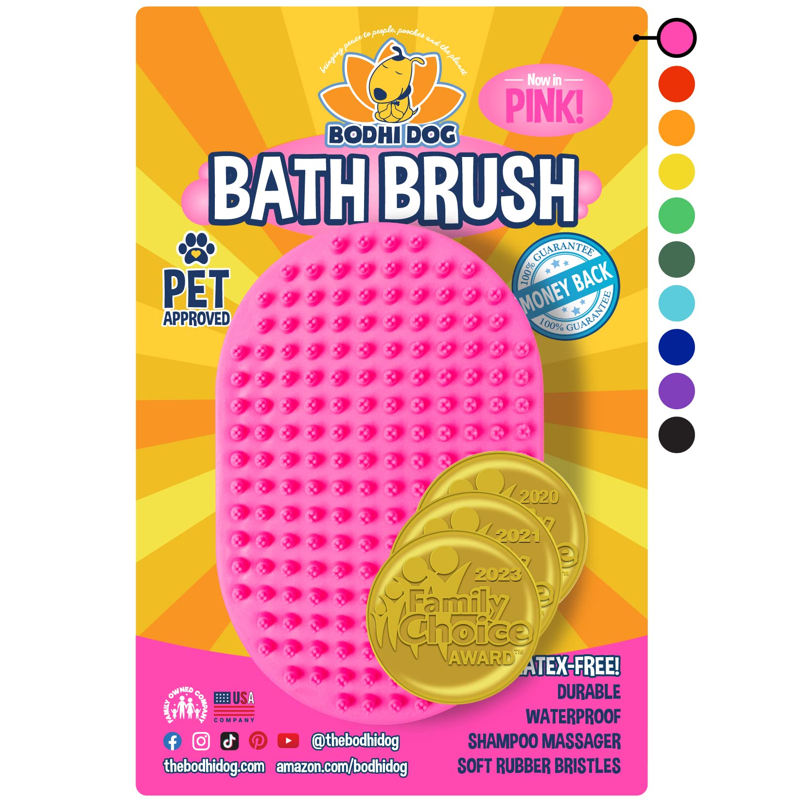 Bodhi Dog Shampoo Brush - Pet Grooming & Bath Supplies for Cats and Dog Bath Brush for Long & Short Hair - Premium Scrubber for Shower, Bathing &