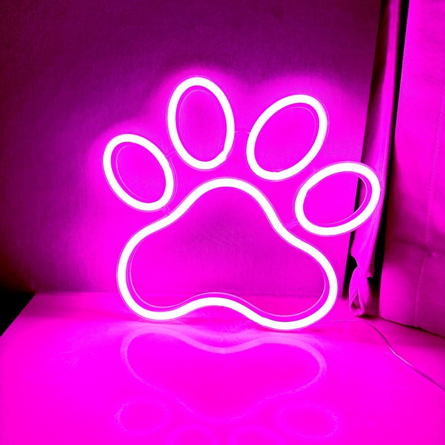 LED Neon Signs Assortment - Strawberry, Cat Paw, Coffee Cup, Whale Shapes, Indoor Outdoor Decor for Party, Christmas Valentine's Day Bedroom Ambience(Pink cat Paws)