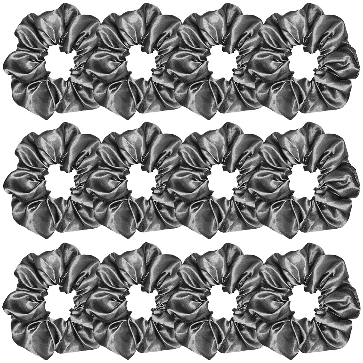 Sufermoe 12 Pcs Satin Silk Hair Scrunchies, Dark Gray (4.5 Inch), Hair Ties for Women and Girls