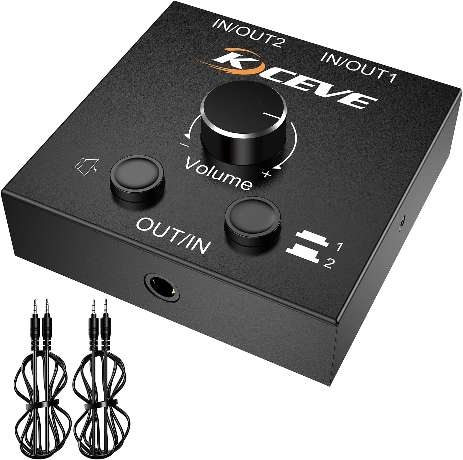 KCEVE3.5mm Audio Selector, AUX 3.5mm Audio Splitter Headphone Switcher, Speaker Manual Selector for Audio Sharing, 2 in 1 Out