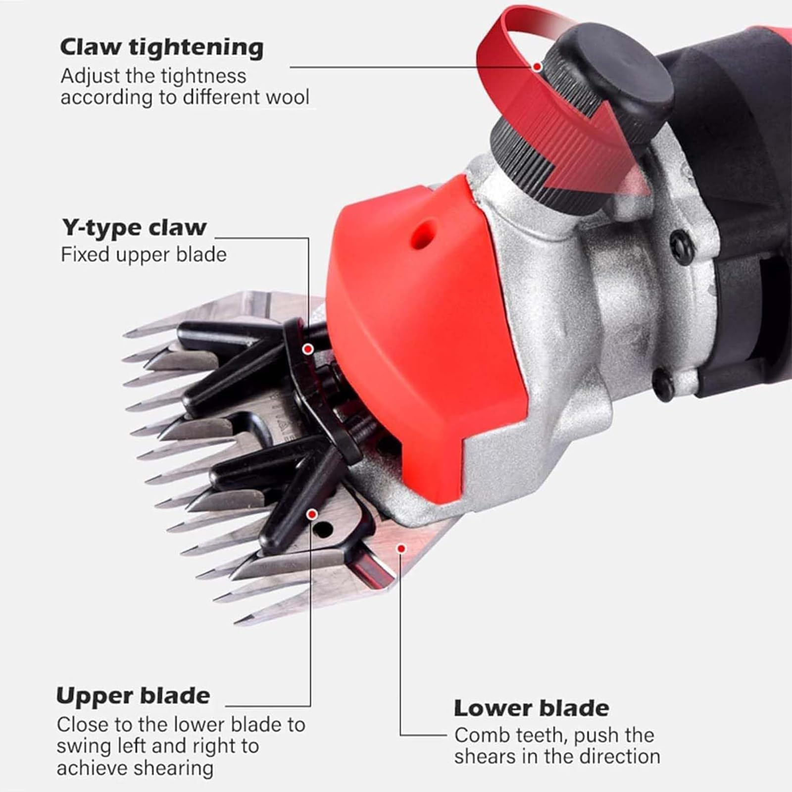 Afeitadora Eléctrica Inalámbrica Profesional Para Ovejas (450 W, Cuchilla De 9/13 Dientes), Con Cepillo De Carbón, Cepillo De Limpieza Y Depósito De Aceite.,9 teeth
