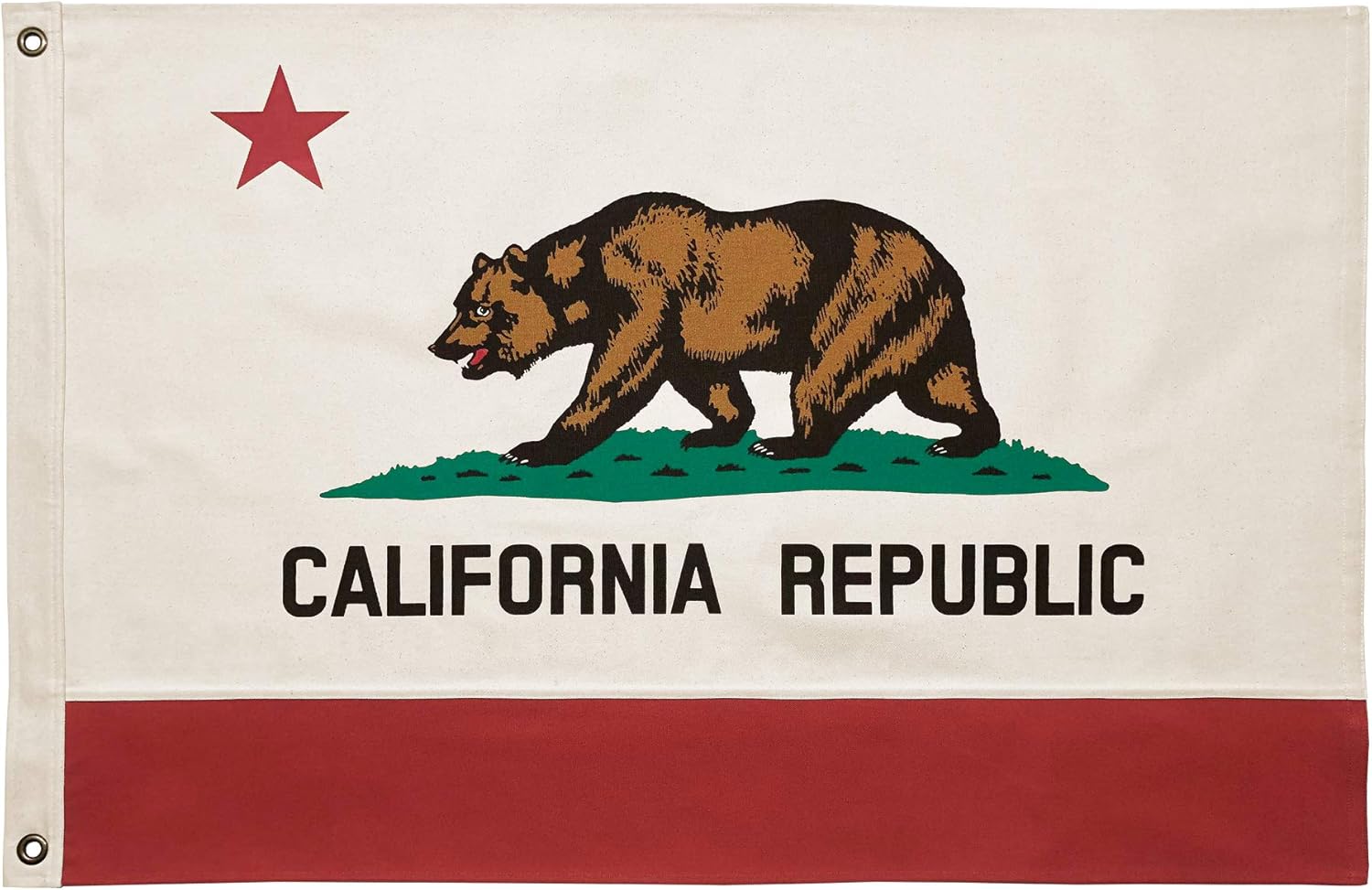 100% Cotton Canvas, Made in USA, Single Sided, Indoor Flag, California Republic Bear State, Vintage Style (4' x 6' ft)