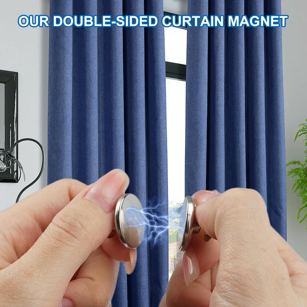 12 Paires D'Aimants Pour Rideaux - Boutons Magnétiques Argentés 20mm Anti-Lumière Pour Chambre Et Salle De Bain