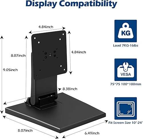 Miniatura 3 de WEARSON Soporte de monitor de perfil bajo  Soporte plegable para monitor táctil mini PC compatible con VESA 75 x 75 y 3.937 x 3.937 in soportes de