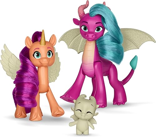 My Little Pony Tell Your Tale Dragon Light Reveal, 3 muñecas que brillan en la oscuridad, juguetes a escala de 3 pulgadas para niñas y niños a