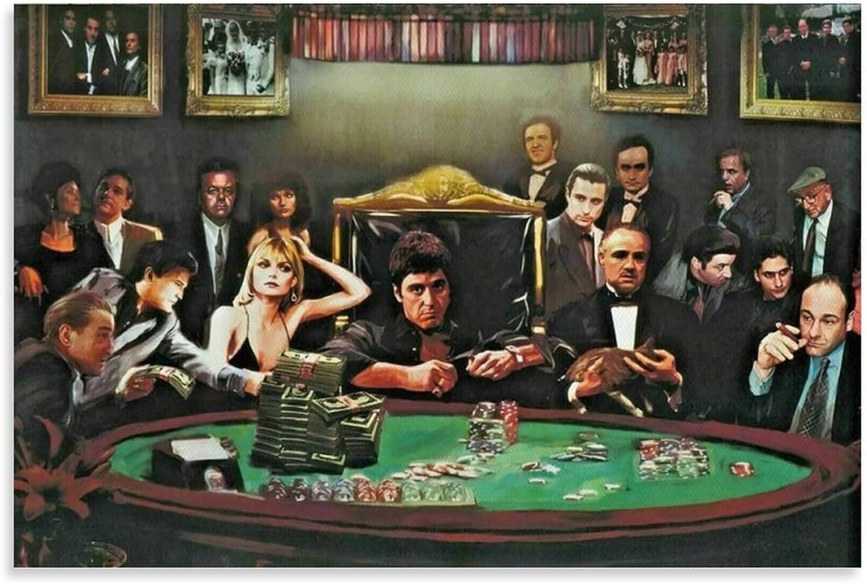 CUQ Scarface Goodfellas Godfather Sopranos Movie Poster Prints on Canvas Home Wall Decor Picture Print Modern Family Bedroom Decor Posters 08x12inch(20x30cm)